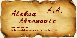 Aleksa Abranović vizit kartica